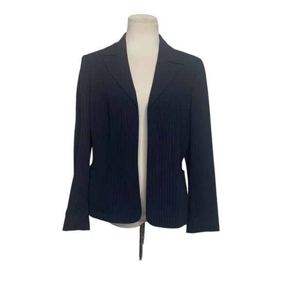 Kasper black striped open front blazer size 10P - Picture 1 of 9